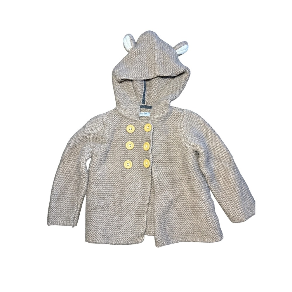 Baby‎ Boden Knit Bear Ears Hooded Cardigan Sweater 12-18 Months Wool Cashmere